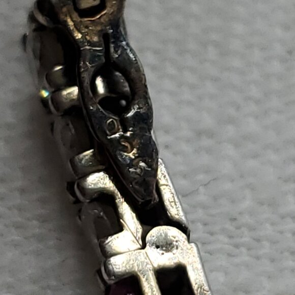 Gorgeous Red Stone & Crystal Silver 925 Tennis Bracelet  7" 14 Grams - Picture 7 of 13